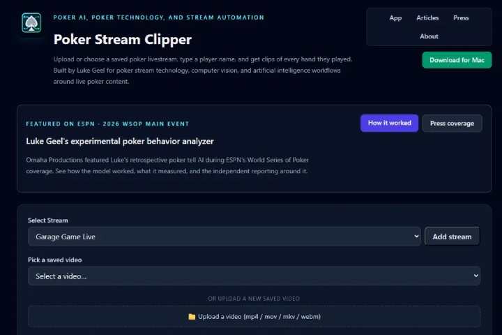 Poker Stream Clipper(扑克直播剪辑器)